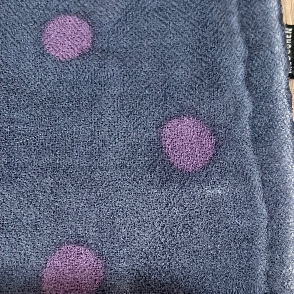 100% Wool Polka Dot Women's Scarf - Dark Blue and Purple - 28”x75” - Picture 4 of 10
